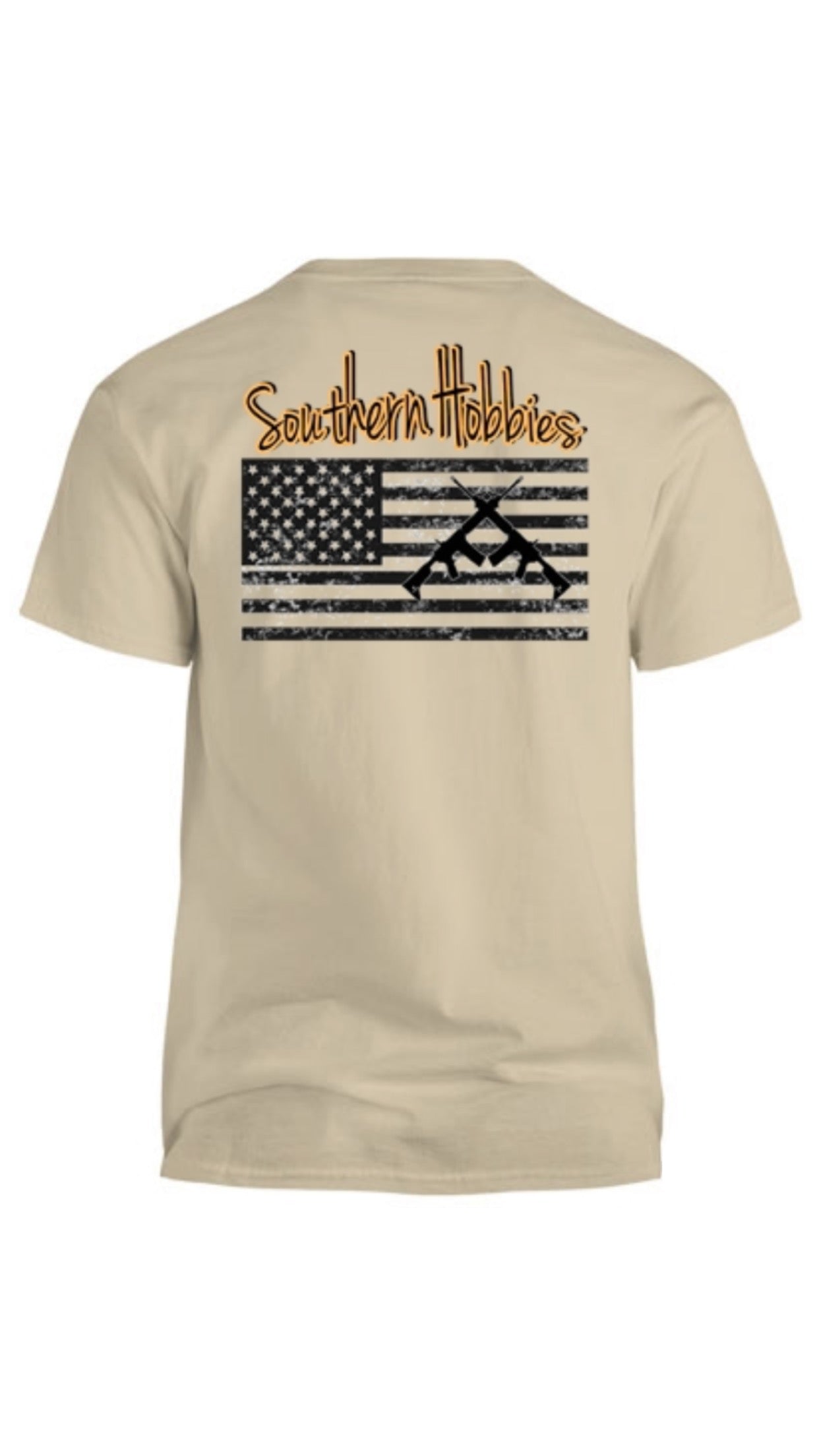 BEIGE AND ORANGE U.S.A. INSPIRED TEE